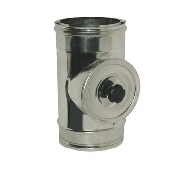Elemento con ispezione tonda - aria/inox/inox tubo ispez.fumi c/tappo d160