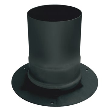 Raccordo Unico in Acciaio con Rosone Ø 180 mm – Ø 80 mm – L 145 mm – Verniciato Nero Alta Temperatura