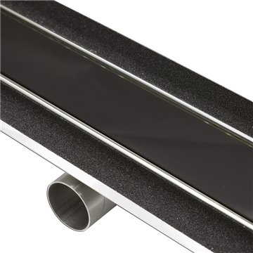 Canalette inox style linea ram - cristallo nero canaletta ram ret. l1185 mm crist.nero full inox con lastra cristallo nero