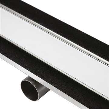 Canalette inox style linea ram - cristallo bianco canaletta ram ret. l1185 mm crist.bianco full inox con lastra cristallo bianco